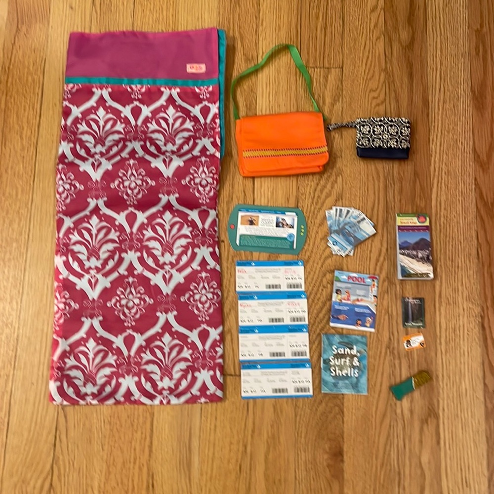 Camping and travel American girl doll set